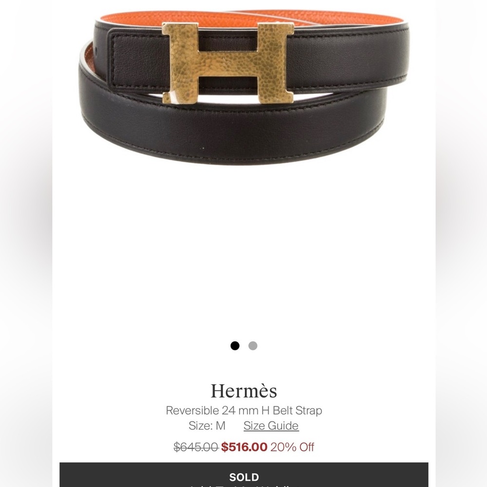 Hermes reversible 24mm H Belt Sze M